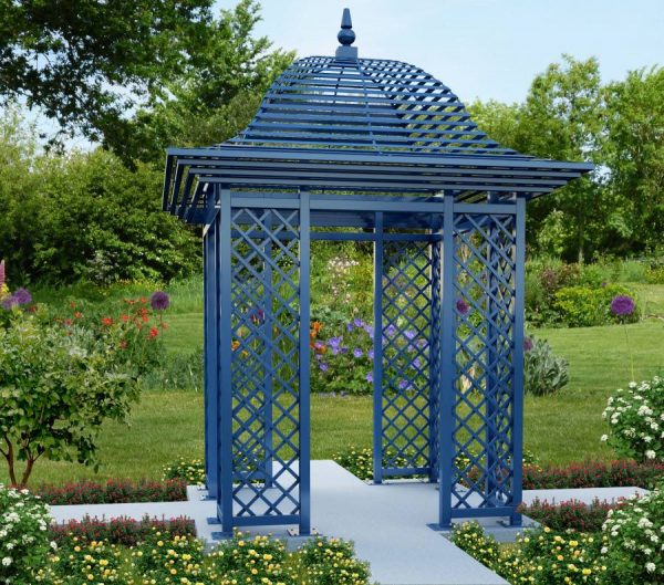 The stunning Wallingford Gazebo - open trellised roof - in RAL 5023 Distant blue