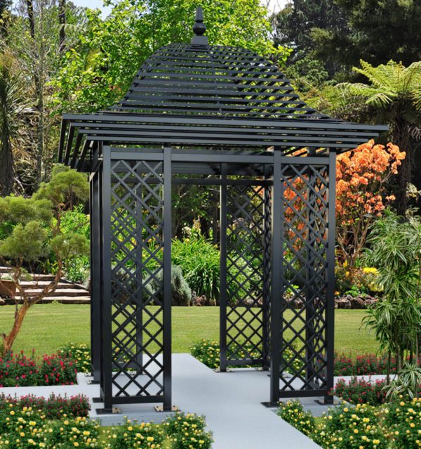 The Wallingford Gazebo with open trellised roof.