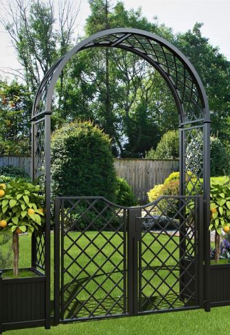 Portofino Garden Arch With Planters And, How To Put Up A Metal Garden Arch