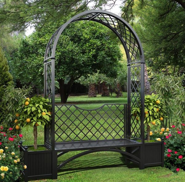 Portofino Arbour Seat with two Versailles Planter Boxes