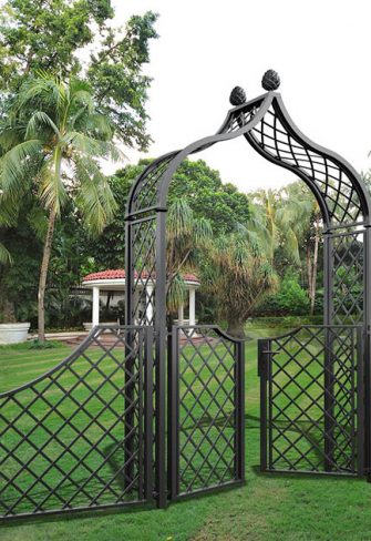 Brighton Garden Arch With Gate, Metal Garden Arch With Gates