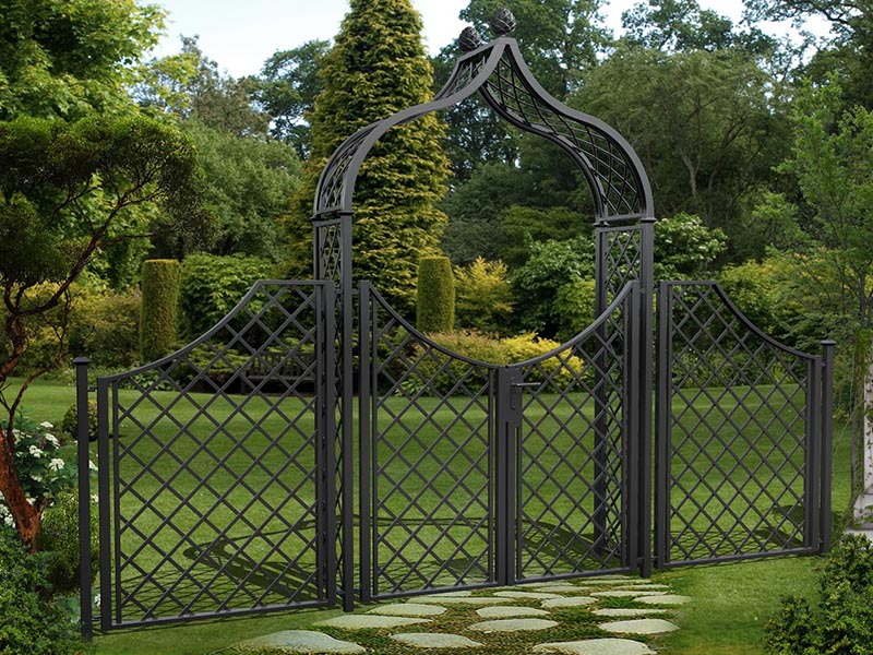 Brighton Garden Arch With Gate And Side, Steel Garden Arch With Gate