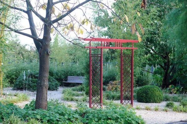 Classic Garden Elements' Torii Japanese Gate, powder coated in red