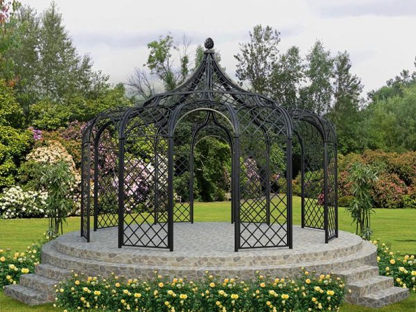 The Schoenbrunn Wrought-Iron Gazebo by Classic Garden Elements in black