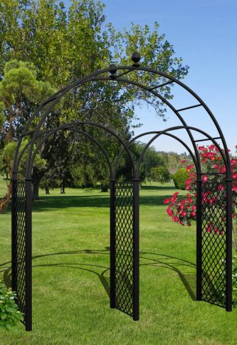 The Speke Hall Wedding Metal Arch – A Trellised Triple Arch by Classic Garden Elements