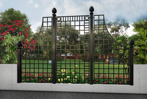 The Knebworth Grand Set Wrought-Iron Railing by Classic Garden Elements