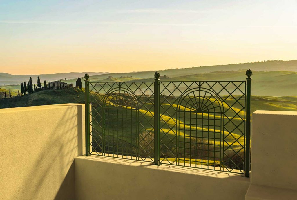 Elegant iron railing fence with orangery window design. Fully rustproof