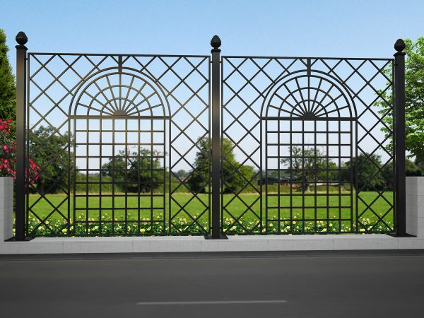 The Orangery Wrought-Iron Railing by Classic Garden Elements in black