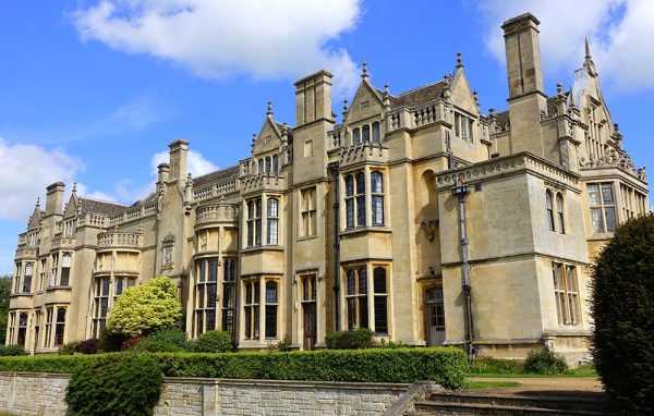 Exterior view of Rushton Hall in Northamptonshire, England