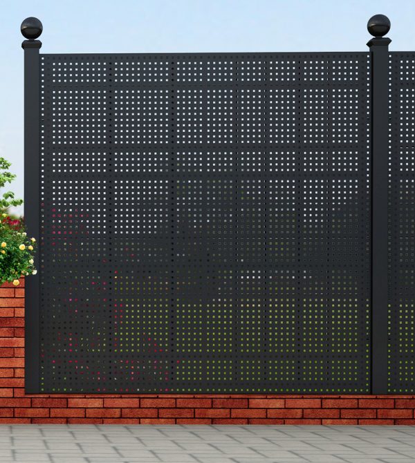 The Large Gropius Iron Railing Privacy Screen by Classic Garden Elements