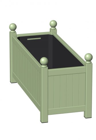Classic Garden Elements' Long Planter Versailles, hot-dip galvanised and powder coated in RAL 6021 Pale green