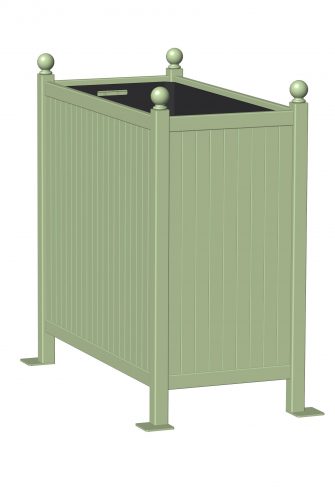Classic Garden Elements' Planter Room Divider powder coated in RAL 6021 Pale green