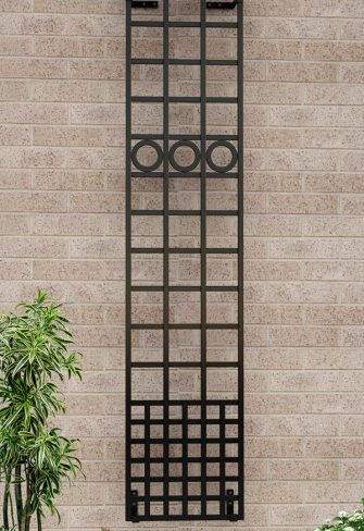 The Burghley Wrought Iron Trellis by Classic Garden Elements in black