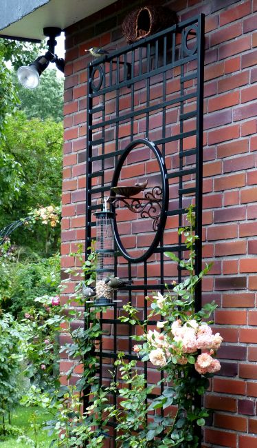 Neogothic wall trellis with unusual design. Perfect for climbing roses