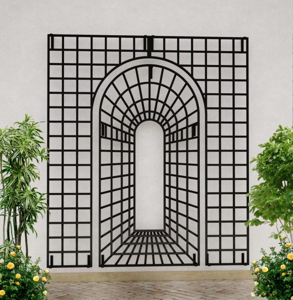 The Houghton Perspective Garden Trellis by Classic Garden Elements in black