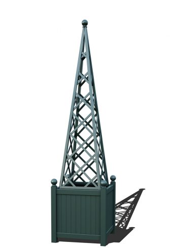The Versailles Planter with Abusir Pyramid Trellis, powder coated in RAL 6012 Black green