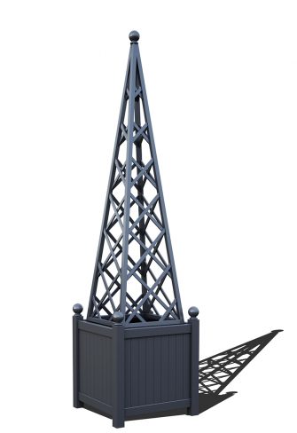 The Versailles Planter with Abusir Pyramid Trellis, powder coated in RAL 7024 Graphite grey