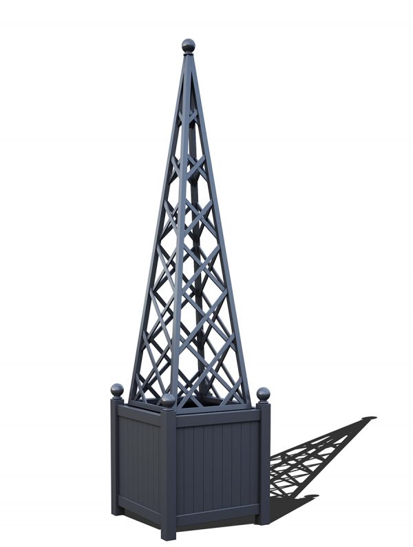 The Versailles Planter with Abusir Pyramid Trellis, powder coated in RAL 7024 Graphite grey