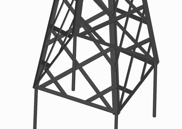 Close-up of the base of the Abusir Pyramid Trellis, powder coated in RAL 9005 Jet black