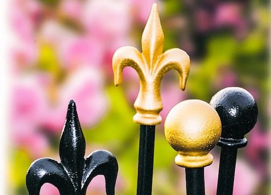 Close-up of the Jules Gravereaux Garden Stakes by Classic Garden Elements