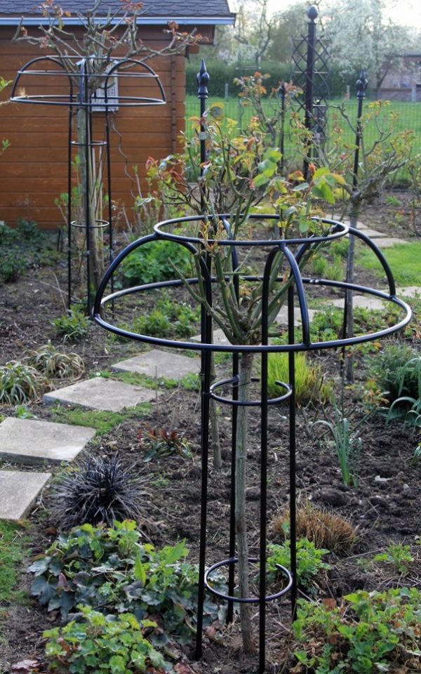 Classic Garden Elements' small Giverny Rose Umbrella Support in the foreground, with a large Giverny Rose Umbrella Support visible in the background