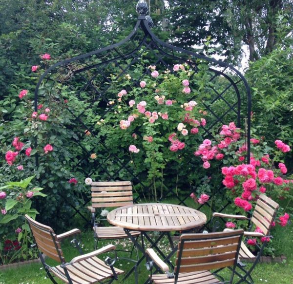 The Victorian Rose Arbour by Classic Garden Elements with teak garden furniture by Garpa