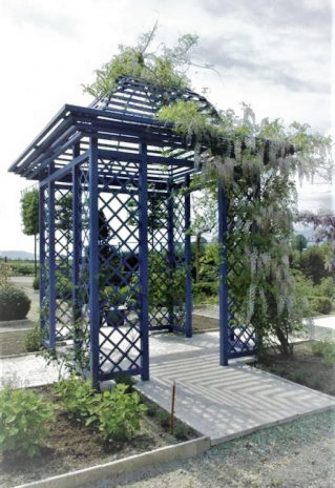 Classic Garden Elements' Wallingford Gazebo with trellis roof, near Lake Biel in Switzerland