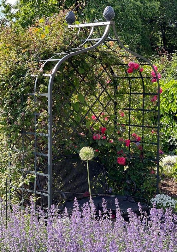 The Victorian Rose Arbour by Classic Garden Elements, with climbing roses, clematis and catnip