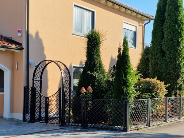 The Portofino Garden Arch with Gate and Fence by Classic Garden Elements