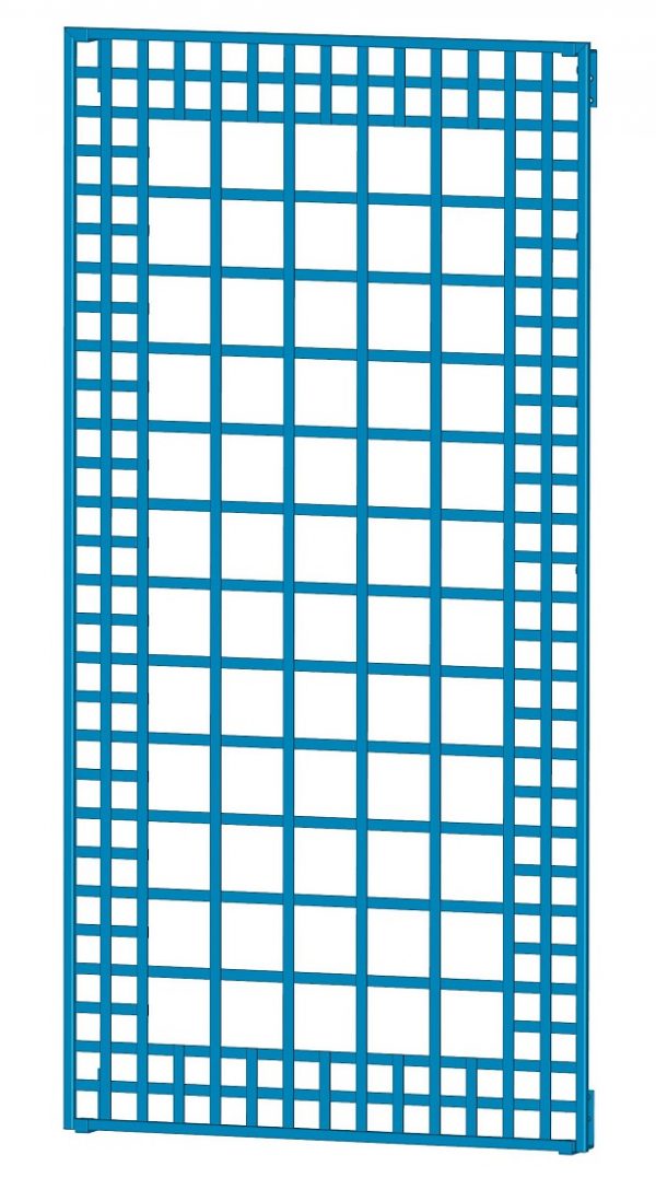 The Poundbury Metal Wall Trellis by Classic Garden Elements, powder coated in RAL 5019 Capri blue