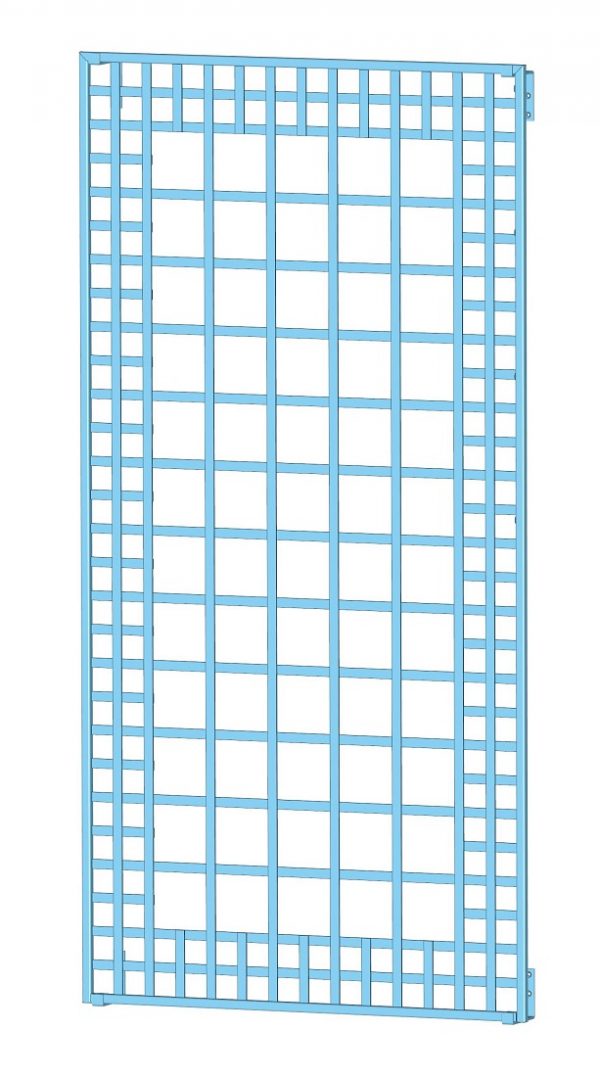 The Poundbury Metal Wall Trellis by Classic Garden Elements, powder coated in RAL 5024 Pastel blue
