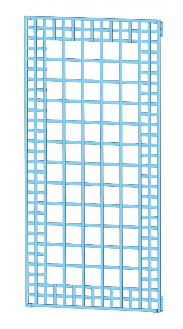 The Poundbury Metal Wall Trellis by Classic Garden Elements, powder coated in RAL 5024 Pastel blue