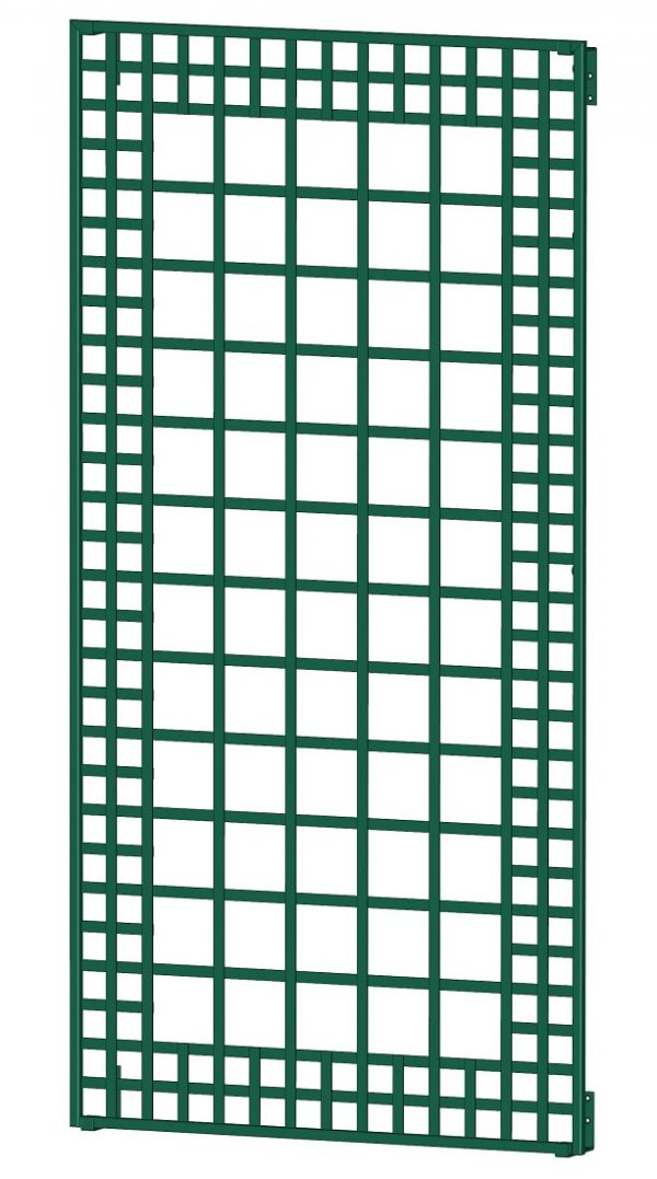 The Poundbury Metal Wall Trellis by Classic Garden Elements, powder coated in RAL 6005 Moss green