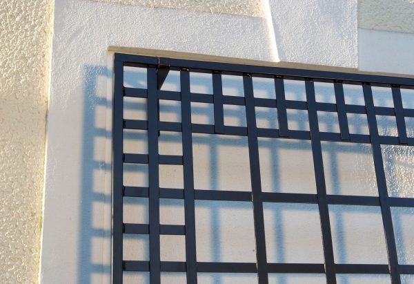 Close-up of the exclusive Poundbury Metal Wall Trellis by Classic Garden Elements, with wall hooks